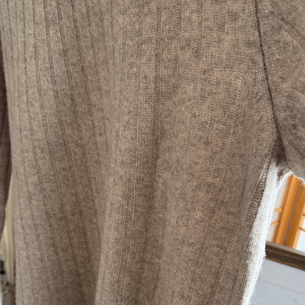 Gentle Herd Ribbed Collared Sweater Taupe Wool Blend Pullover Size L - Picture 10 of 14